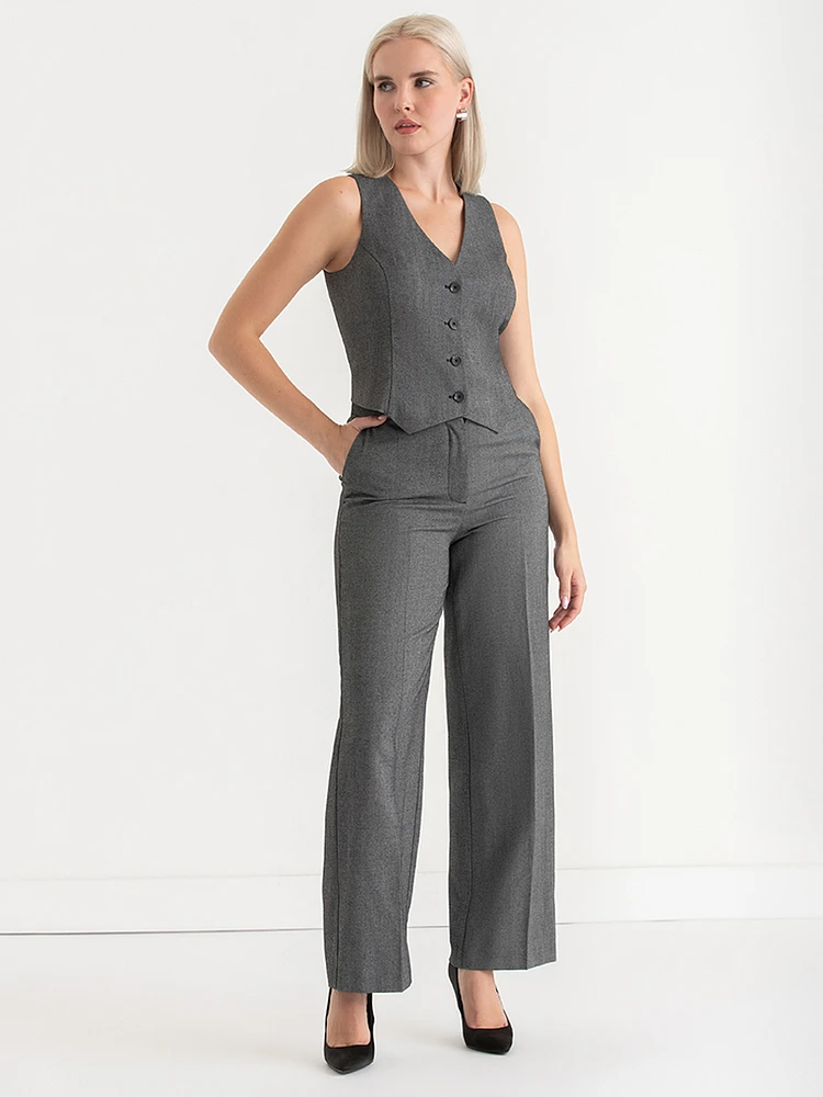 Button-Up Fitted Vest Speckle