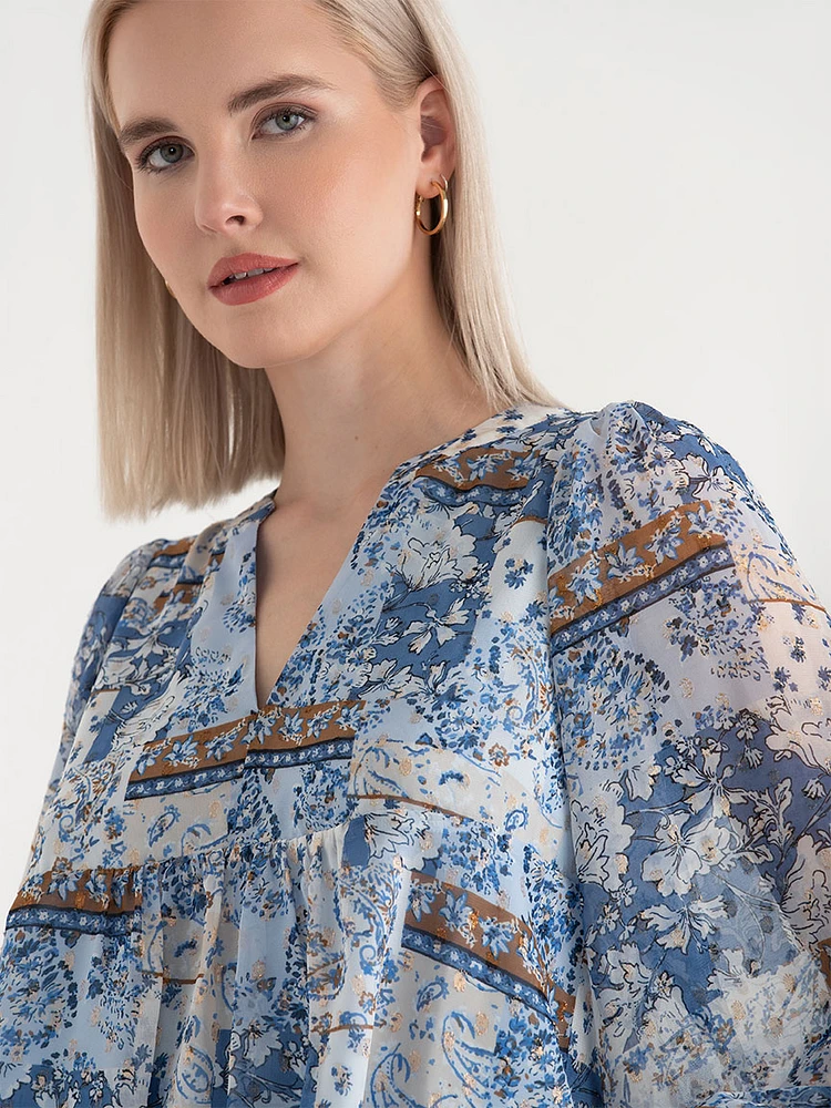 Peasant Blouse with Puff Sleeves