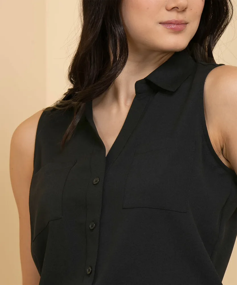 Sleeveless Collared Shirt