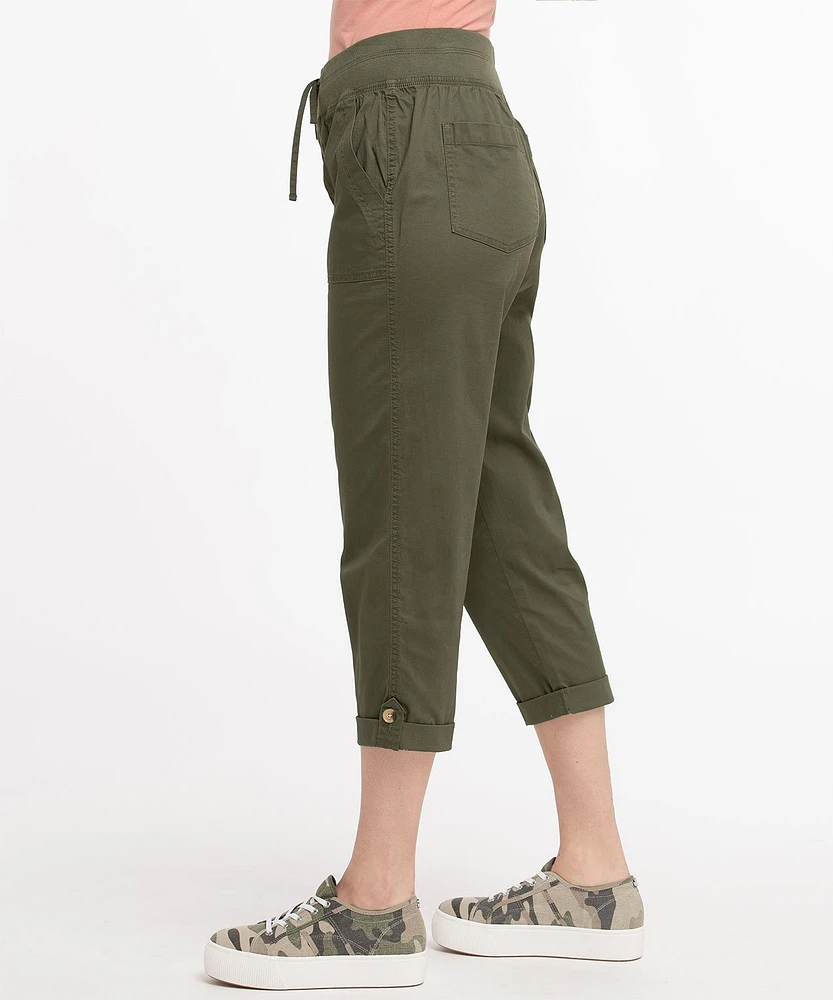 Poplin Drawstring Capri Pant