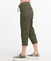 Poplin Drawstring Capri Pant