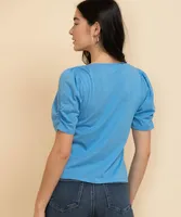 Puffed Sleeve V-Neck Tee