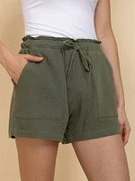 Crinkle Cotton Shorts