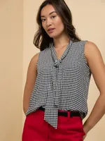 Sleeveless Tie-Neck Blouse