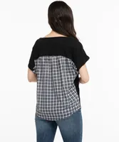 Plaid Back Short Sleeve Top