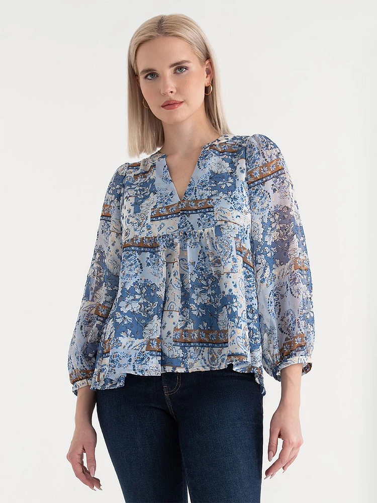 Peasant Blouse with Puff Sleeves