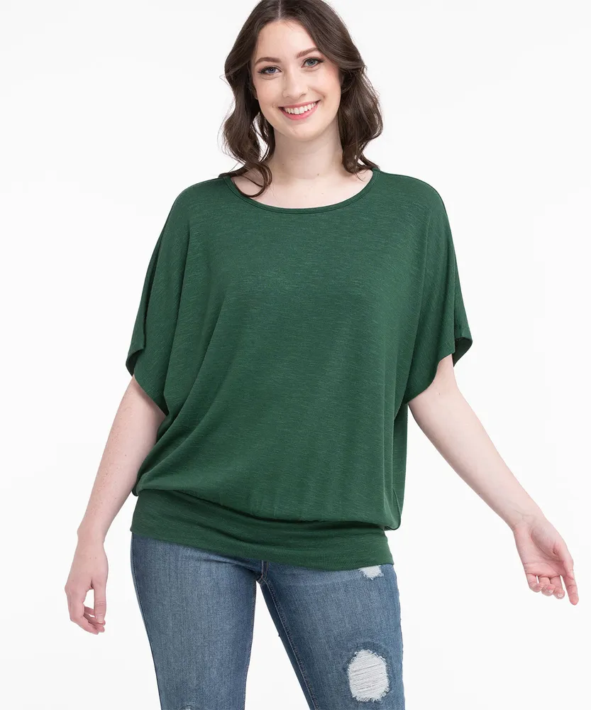 Extended Sleeve Banded Hacci Top