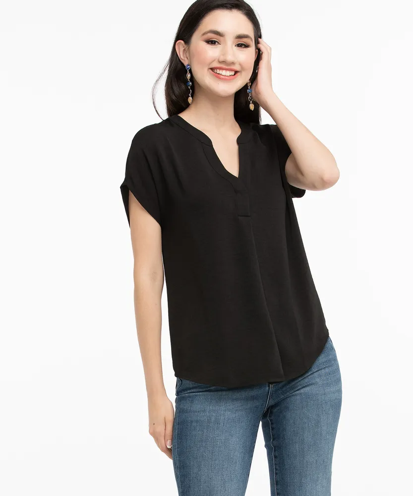 Extended Sleeve Henley Blouse