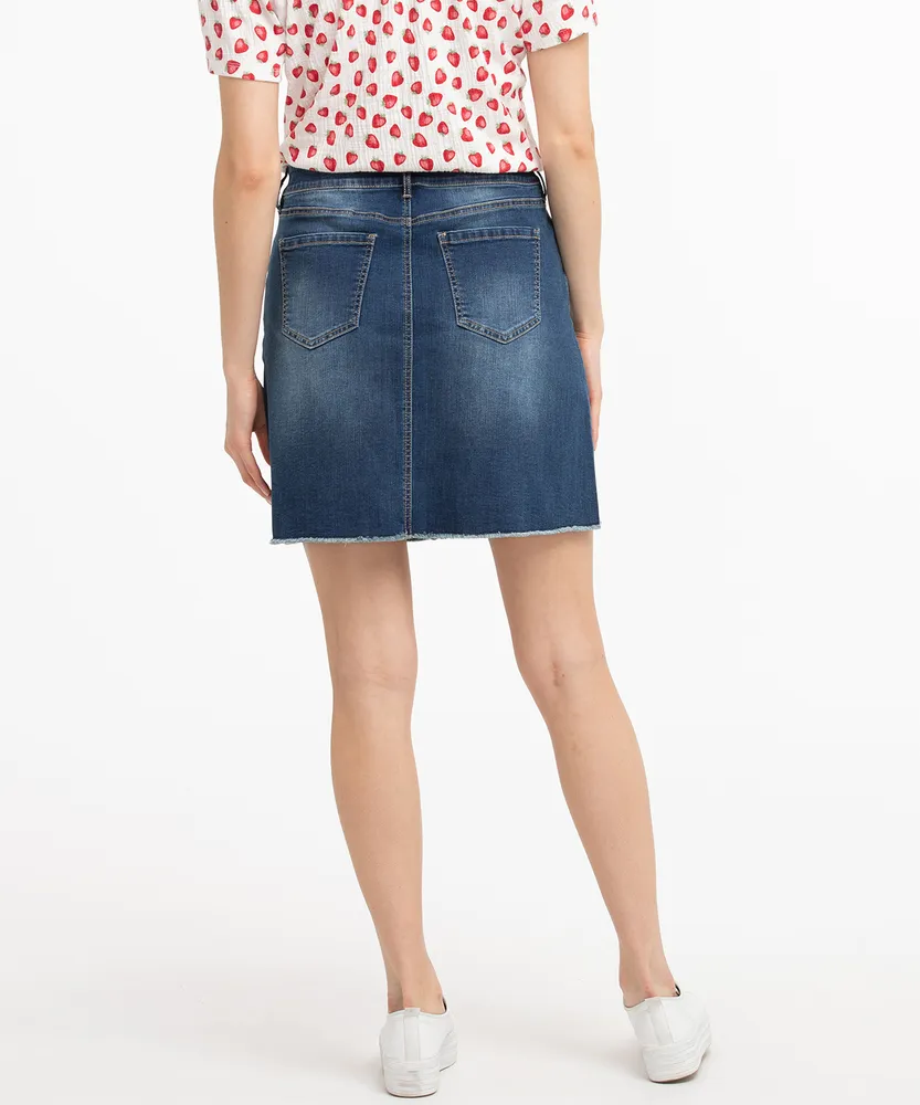 Frayed Hem Denim Skirt