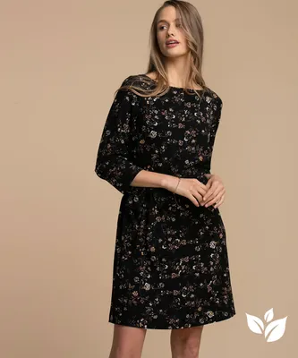 Eco-Friendly Belted Boat Neck Dress