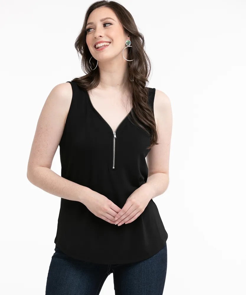 Eco-Friendly Quarter Zip Sleeveless Top