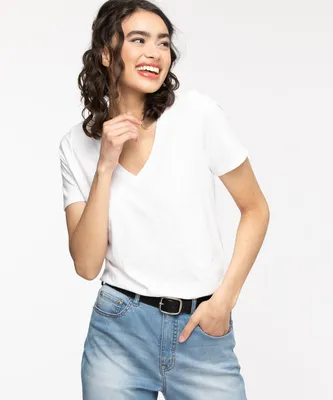V-Neck Cotton Blend Tee