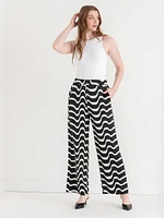 Printed Wide Leg Satin Pants