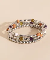 3 Pack Silver Beaded Bracelets