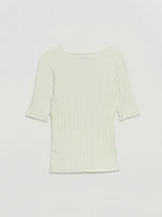 Elbow Sleeve V-Neck Sweater