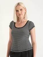 Ribbed Scoop Neck Tee