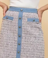 Tweed Mini Skirt with Denim Trim