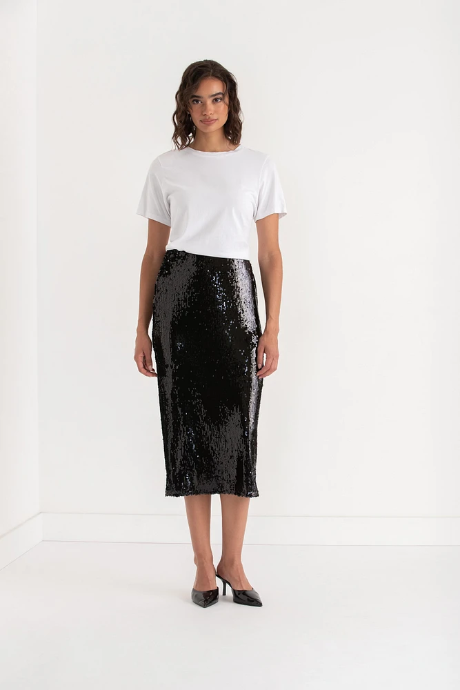 Sequin Midi Skirt