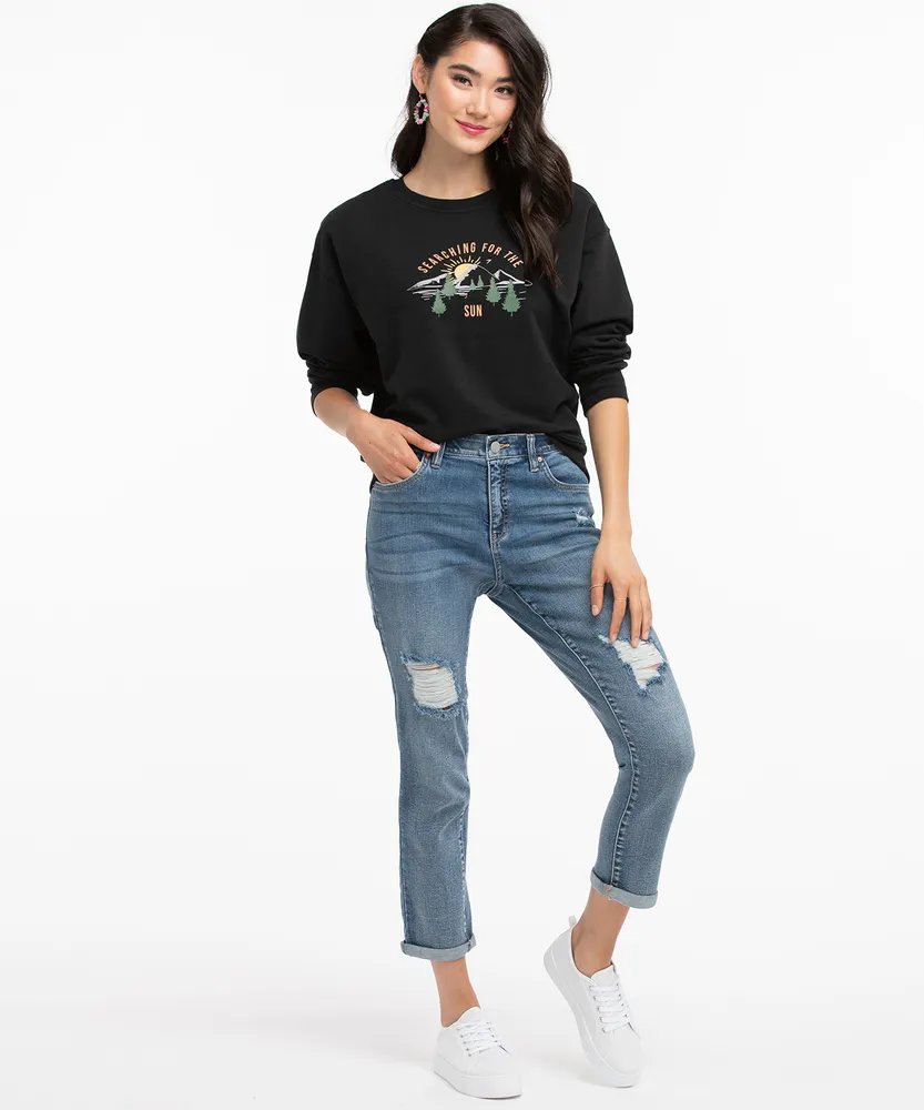 Graphic Scoop Neck Sweatshirt