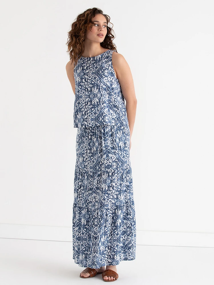 Tiered Linen Maxi Skirt