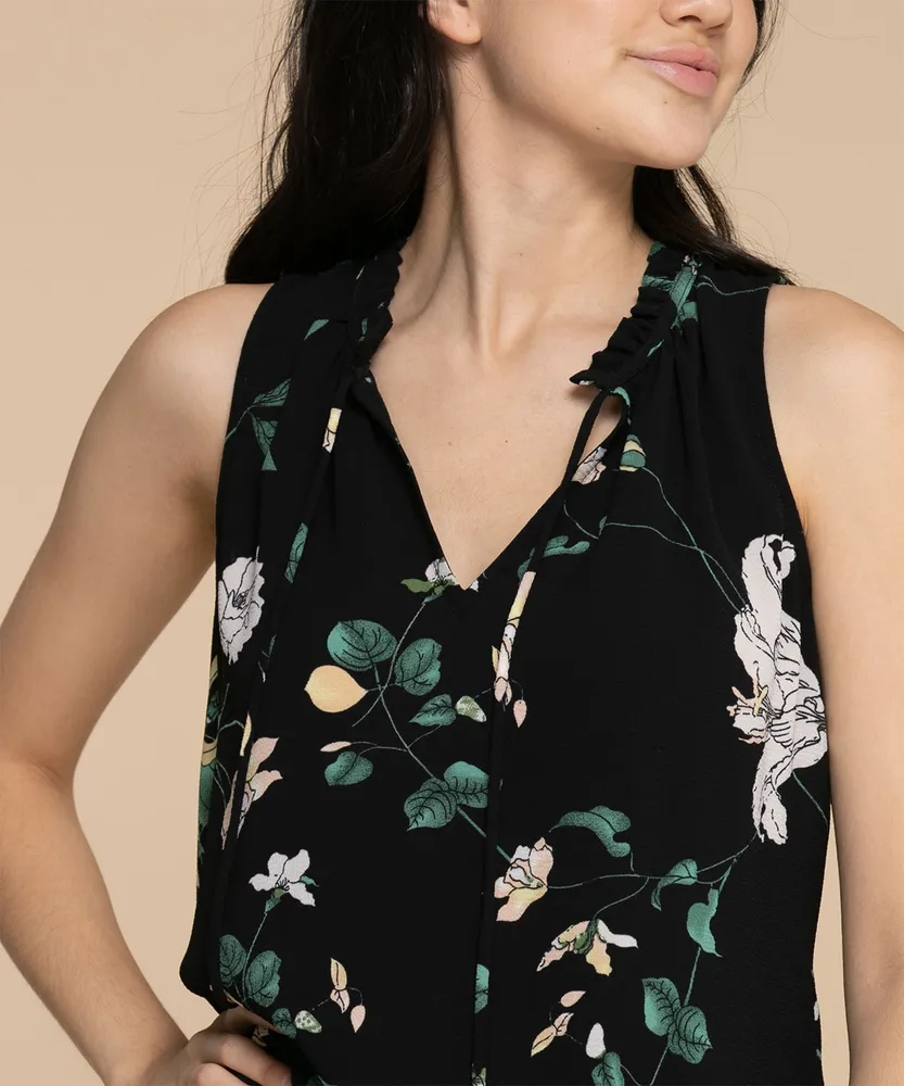 Ruffle Neck Sleeveless Blouse