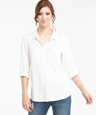 Knit Collared Button Front Shirt