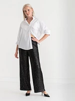 Pull-On Wide Leg Sequin Pant