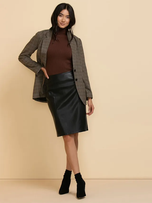 5 Pocket Midi Skirt in Faux Leather