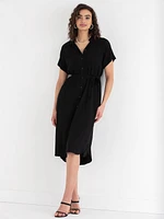 Short Sleeve Belted Shirt Dress