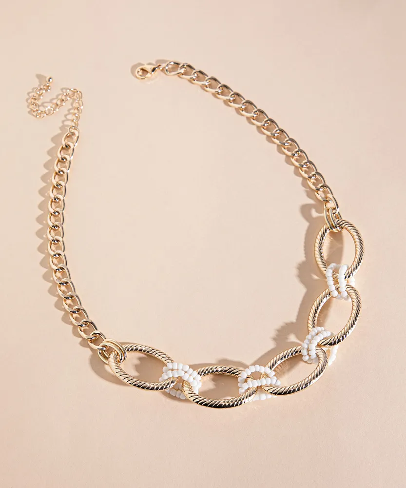 Gold Chain-Link Statement Necklace