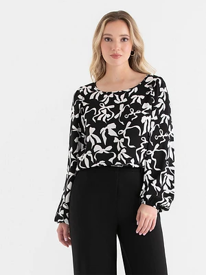 Long Sleeve Scoop Neck Blouse