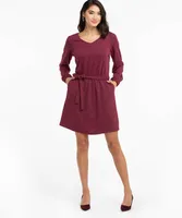 Tie Waist V-Neck Hacci Dress