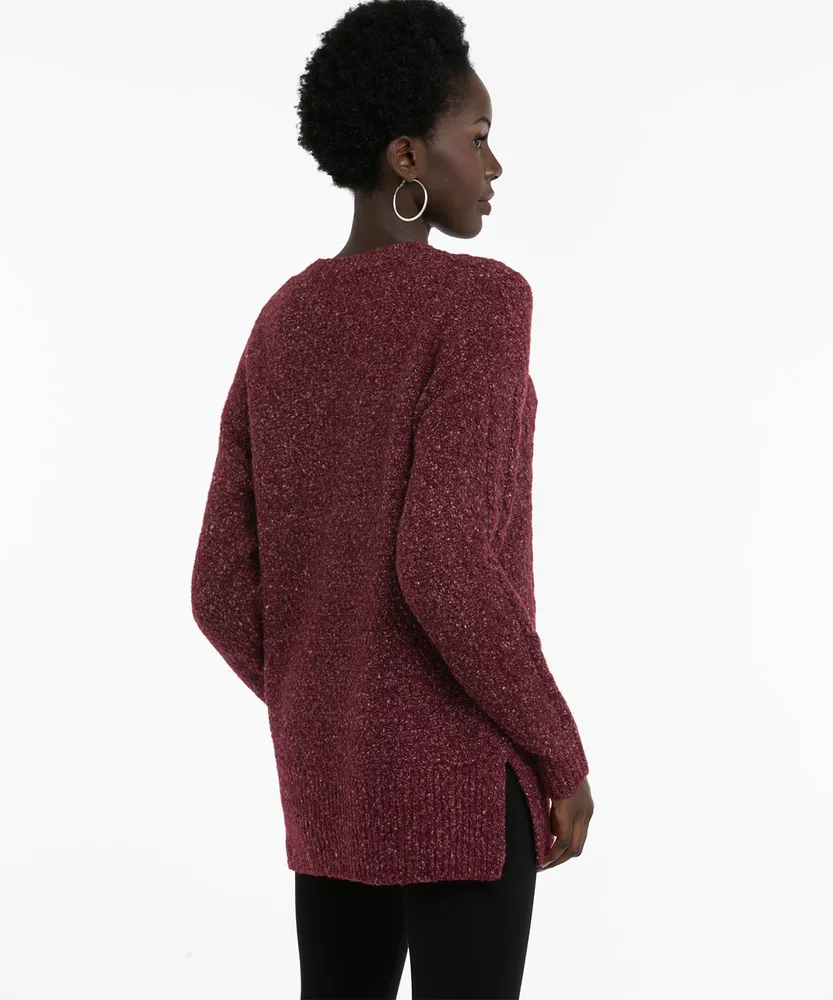 Eco-Friendly Cable Knit Tunic Sweater