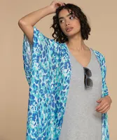 ABSTRACT BLUE LEOPARD PRINT RUANA