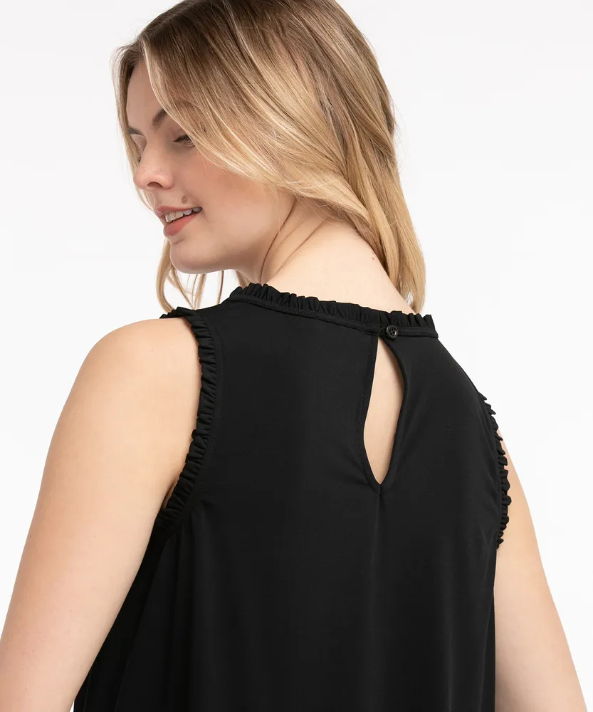 Sleeveless Ruffle Trim Top