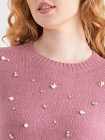 Jeweled Pullover Sweater