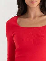 Square Neck Ribbed Sweater