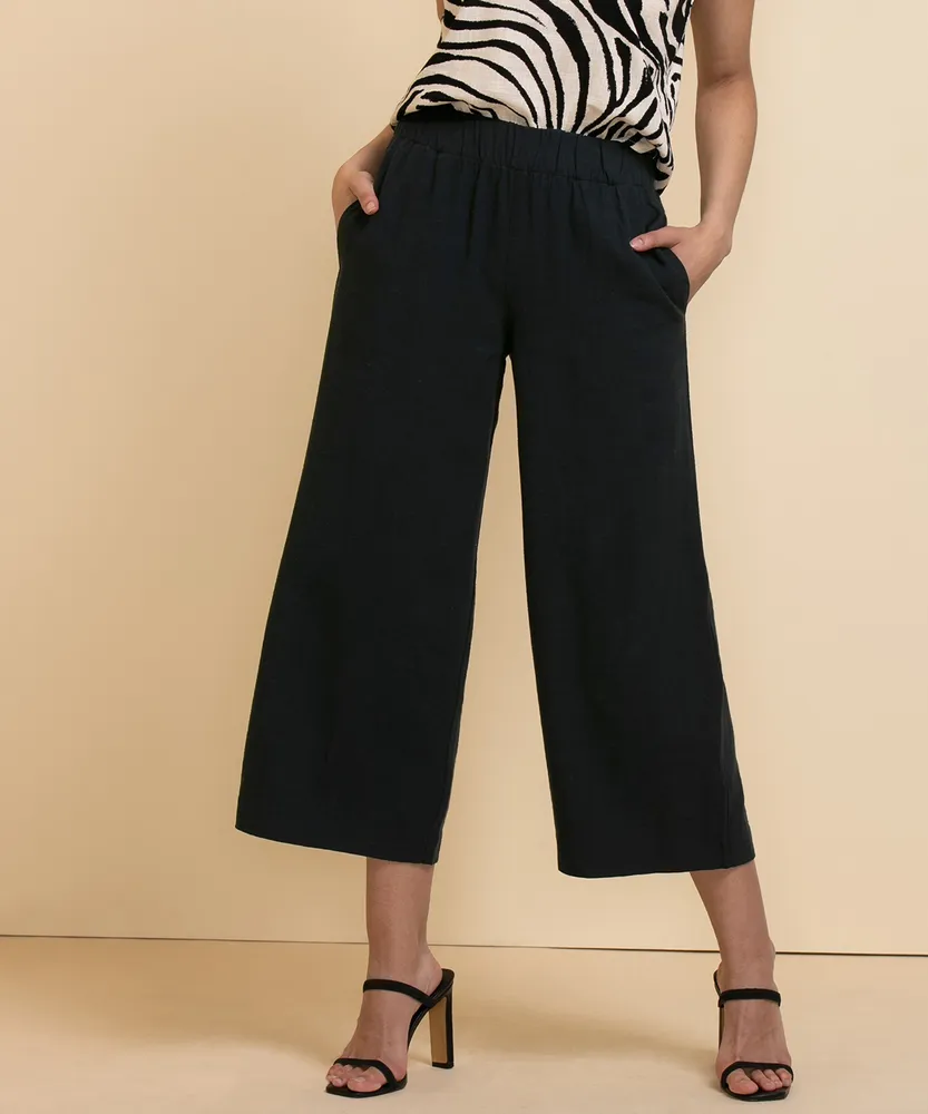 Black Linen Viscose Trouser