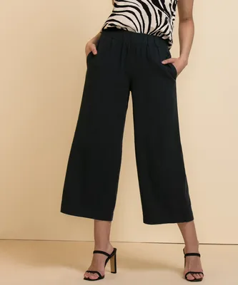 Wide-Crop Viscose Linen Pants