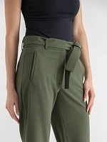 Belted Straight Crop Pant Scuba Crepe