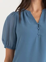 Stacey Short Sleeve Blouse with Buttons