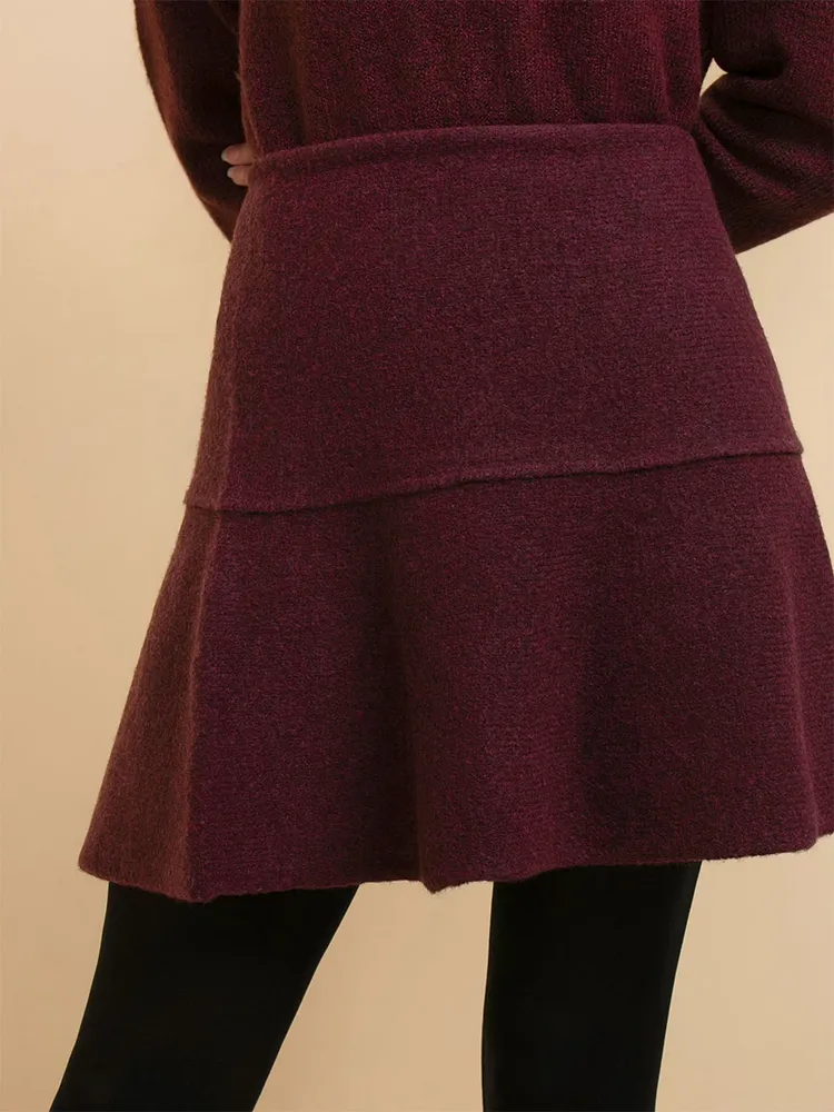 Wool-Blend Flippy Sweater Skirt