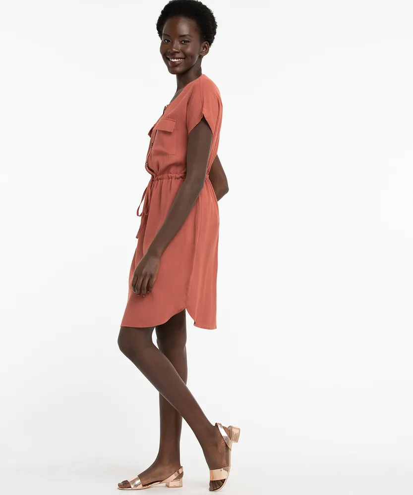 Drawstring Waist Cover-Up Dress