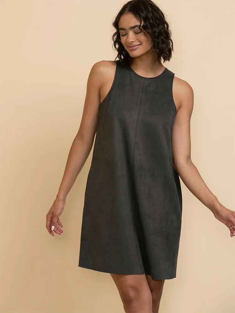 Sleeveless Faux Suede Dress