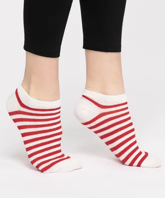 Red Striped Ankle Socks