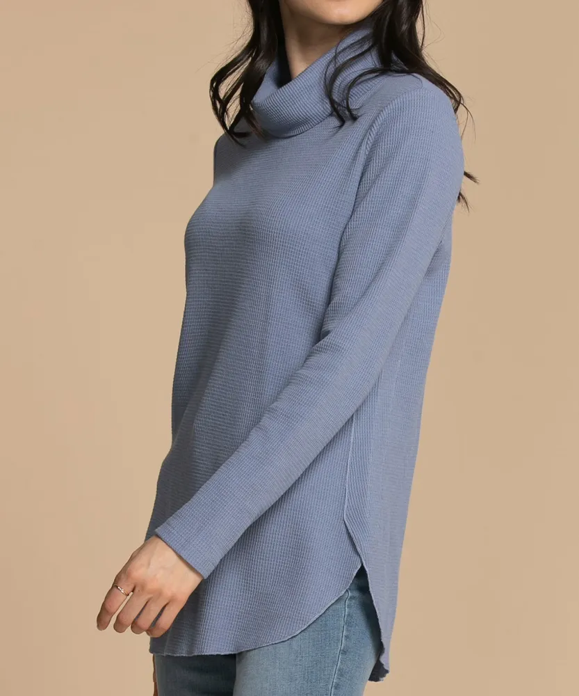 Long Sleeved Turtleneck Waffle Top