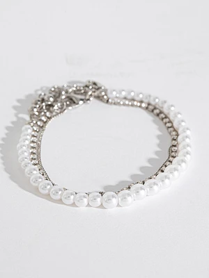 Silver, Crystal and Pearl Bracelet Trio