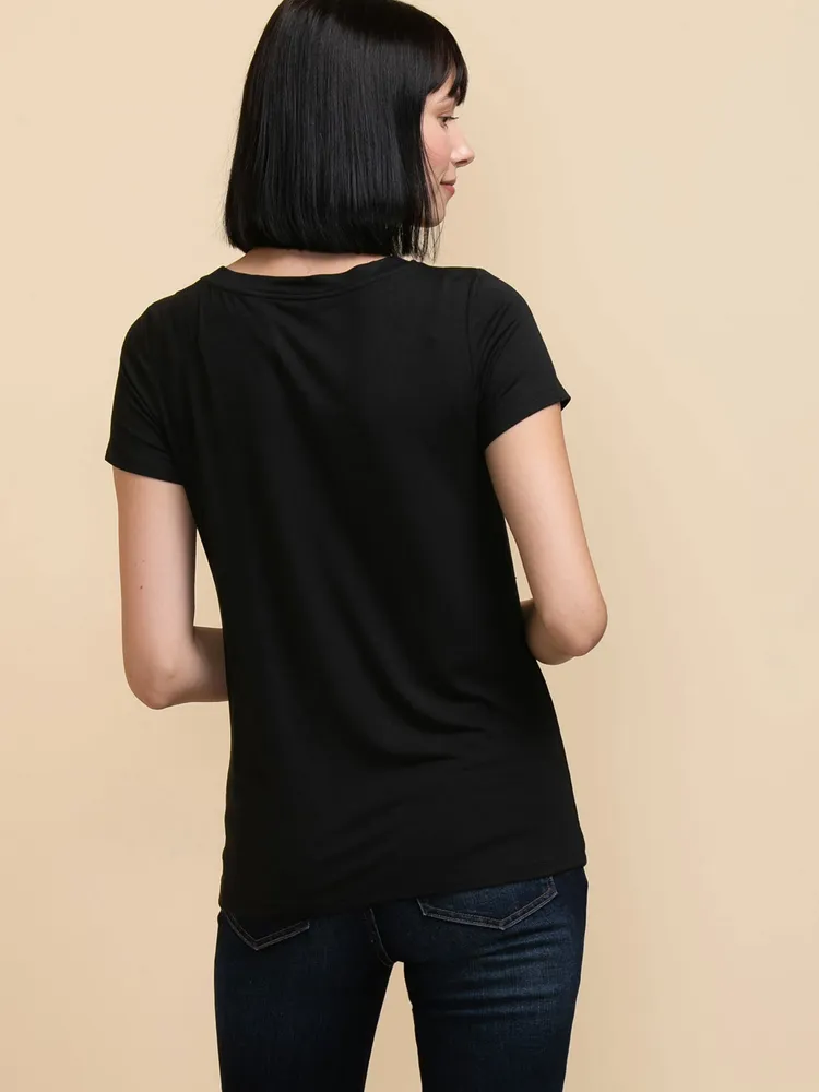 Modal Short Sleeve Scoop Neck Top