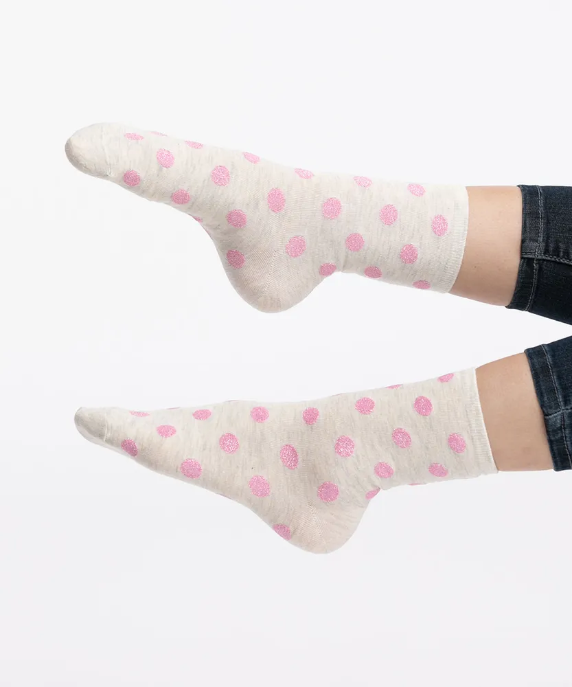 Sparkly Pink Polka Dot Socks