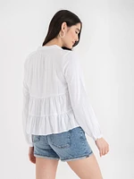 Tiered Linen Blouse